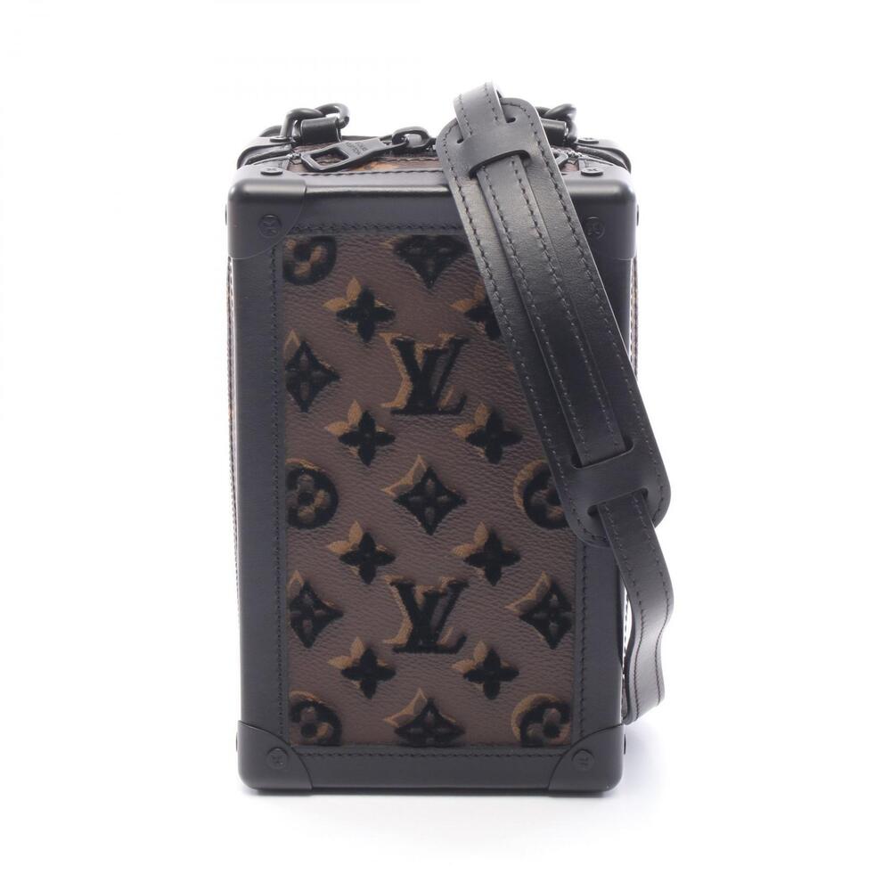 Louis Vuitton Vertical Soft Trunk Shoulder Bag Canvas Leather Brown Black